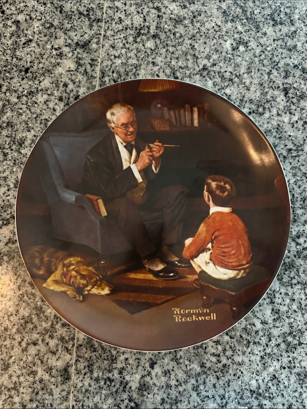 Knowles Norman Rockwell Decorative Wall Plate in Brown, Black, Cream